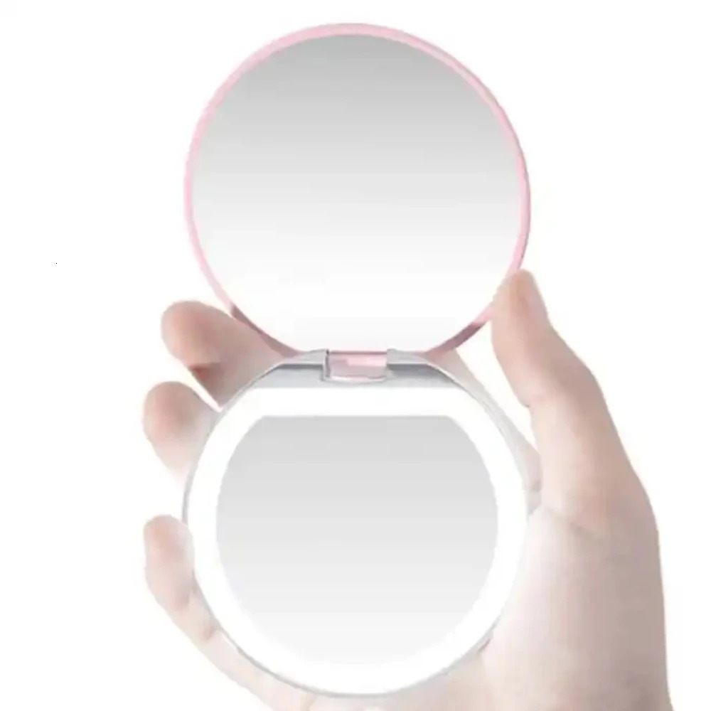 Compact Mirror with Light1X3X Magnification LED Pocket Mirror with USB Data Cable Pink Mini Mirror for Purse PocketTravel 250530