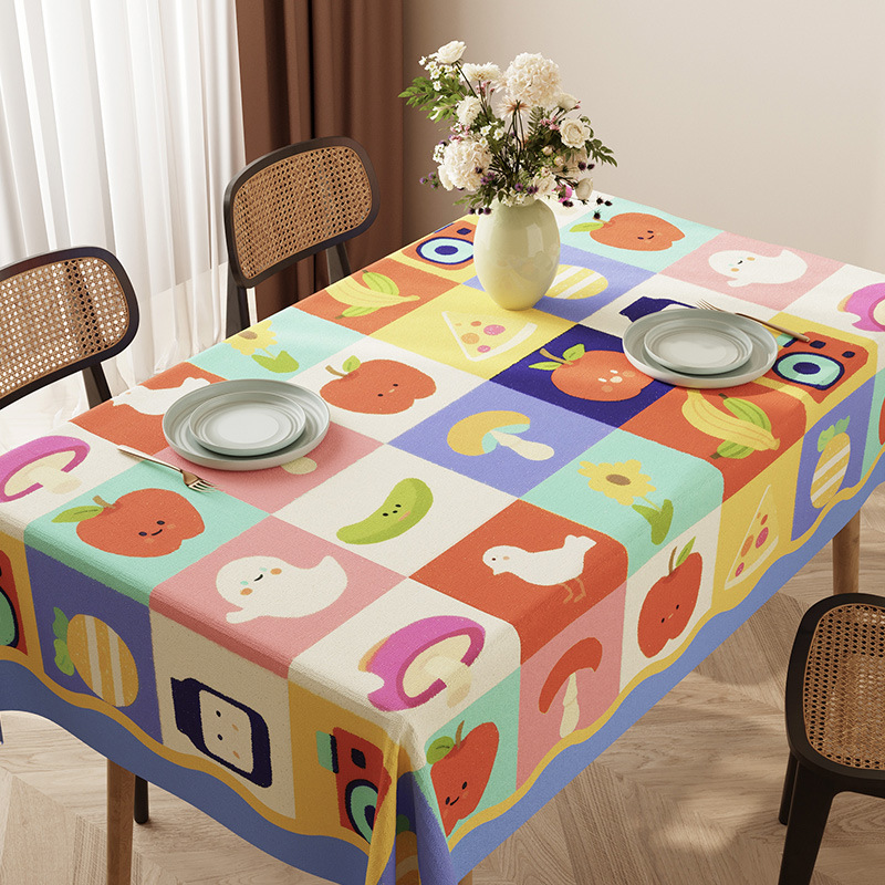 T0493 cartoon table cloth waterproof, oil-proof, scalding-proof, washable table mat cartoon high-grade coffee table cover rectangular table cloth