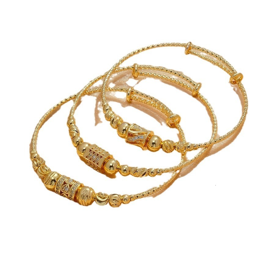 Wando 4pcs/lot Baby Bangles Gold Color Ethiopian Kids Exquisite Bracelet/Bangle Trendy African Arab Ramadan children's Jewelry CX200731