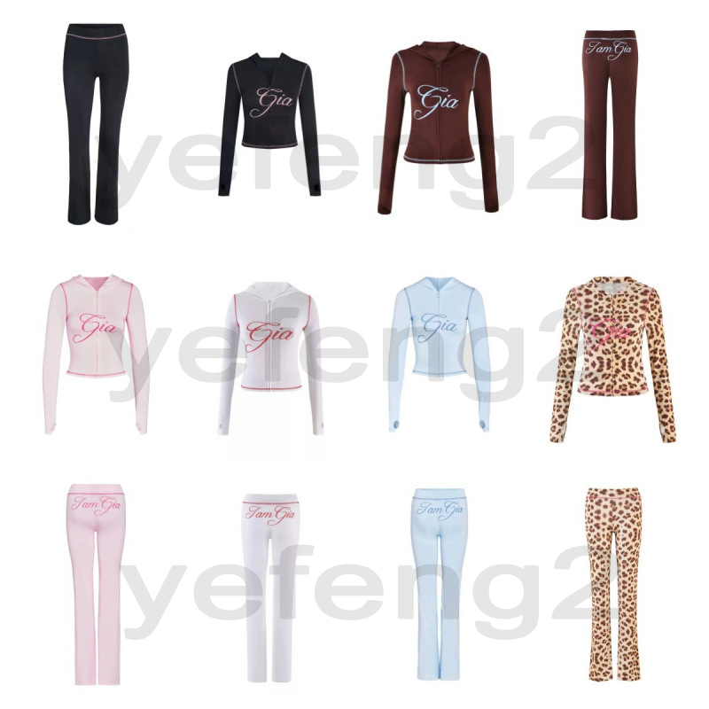 womens designer tracksuits i am gia suit leopard print slim fit hooded zipper top high waisted shorts set