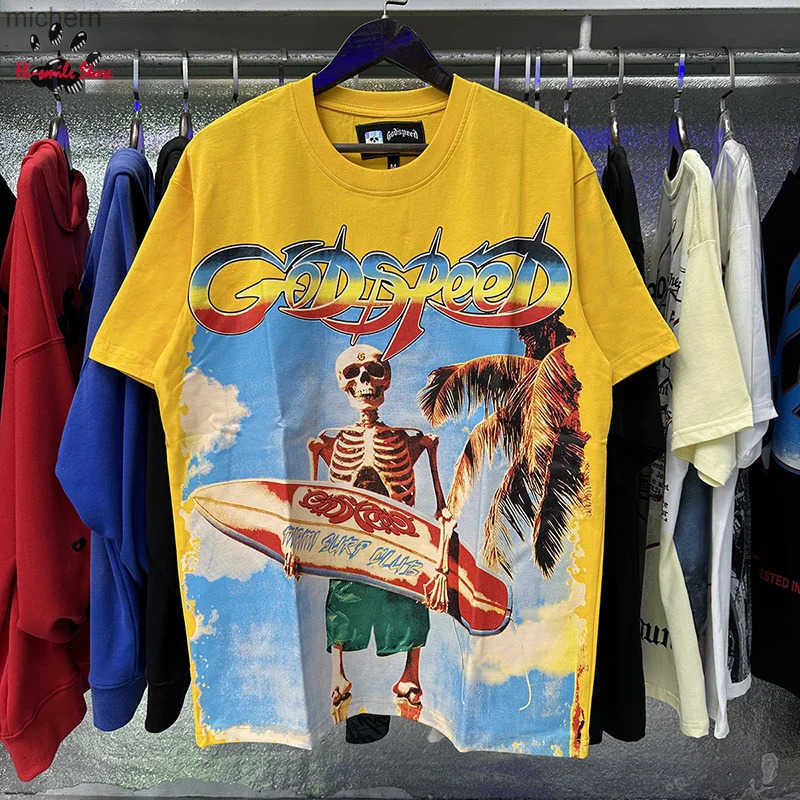 Black White Yellow Skull Godspeed T Shirts Men Woman Casual 2025 Top Tee Hip Hop Vintage Cotton GOD SPEED Short Sleeve X25530