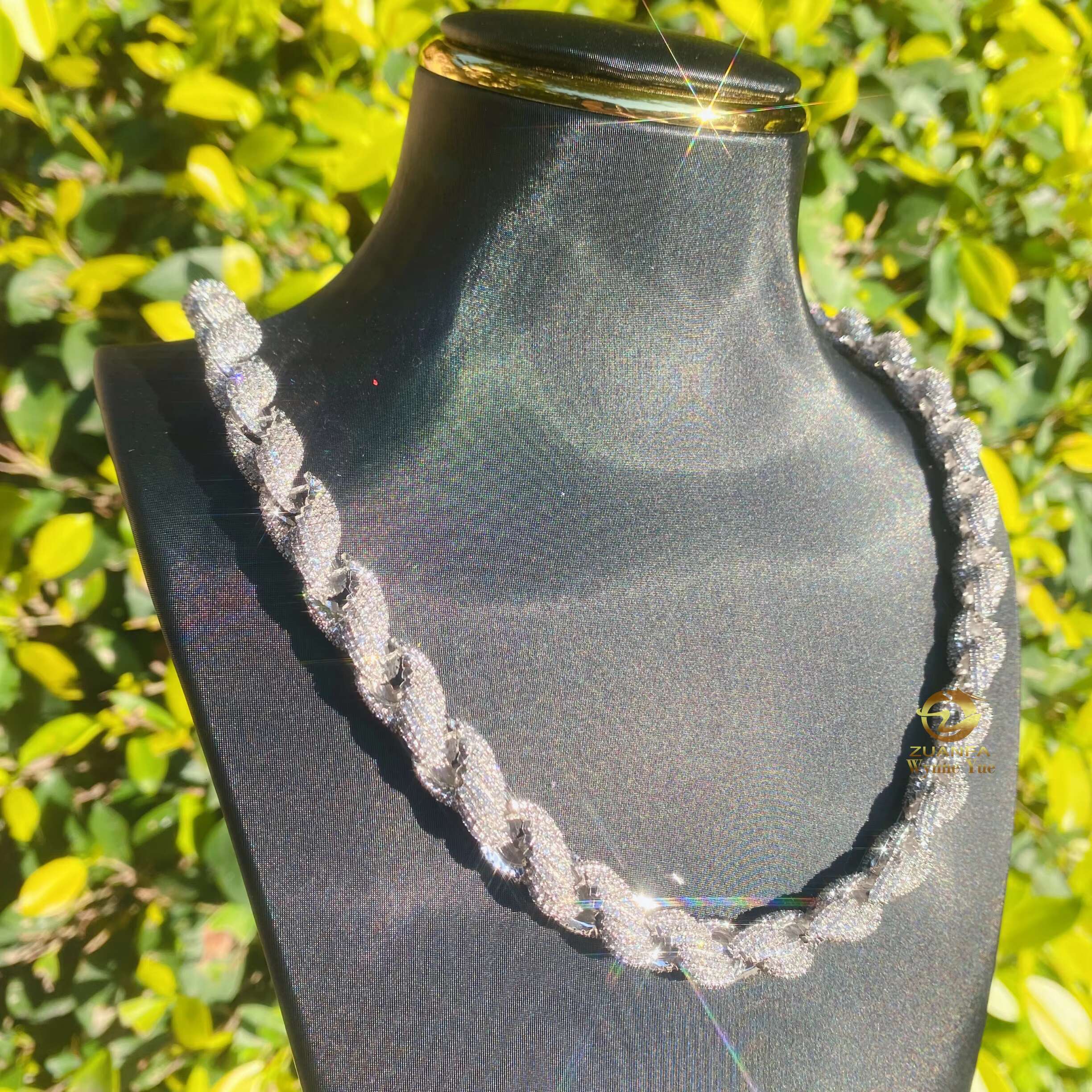 Custom Hiphop Iced Out 8mm/10mm 925 Sterling Silver Moissanite Diamond Rope Chain Necklace