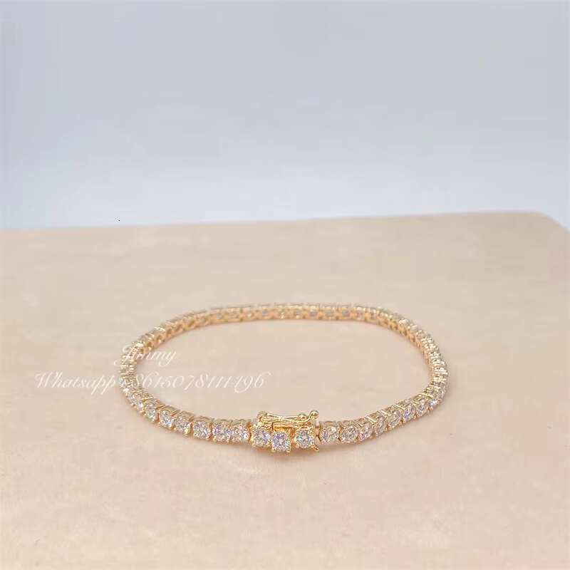 Wholesale Hip Hop Jewelry 10K Real Yellow White Rose Gold VVS Moissanite Diamond Iced Out Custom Tennis Bracelets