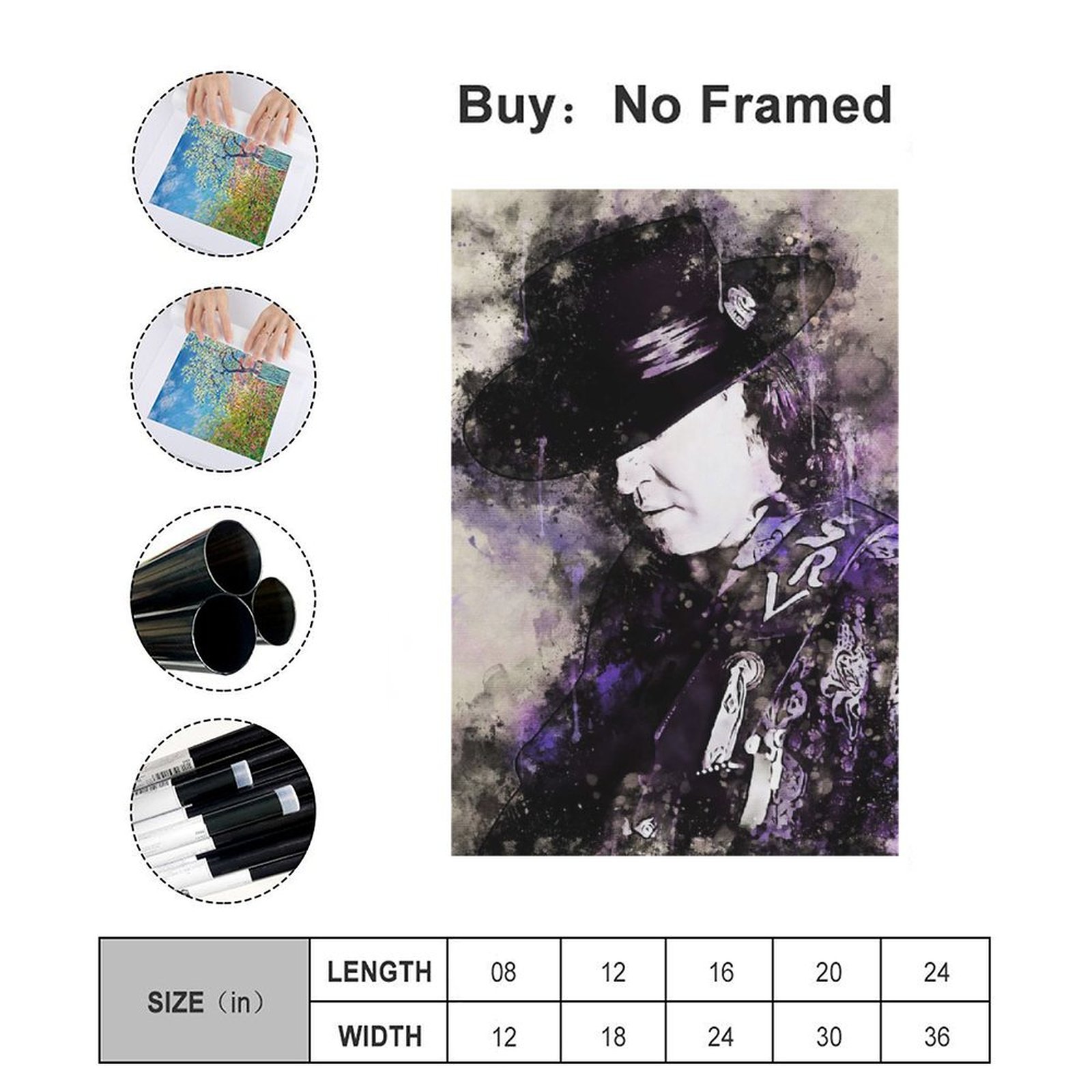Wall Art Painting Stevie Ray Vaughan Guitar Rock Singer Canvas Prints Wall Painting Wall Art Decor Print Picture Paintings for Living Room Home Decor 