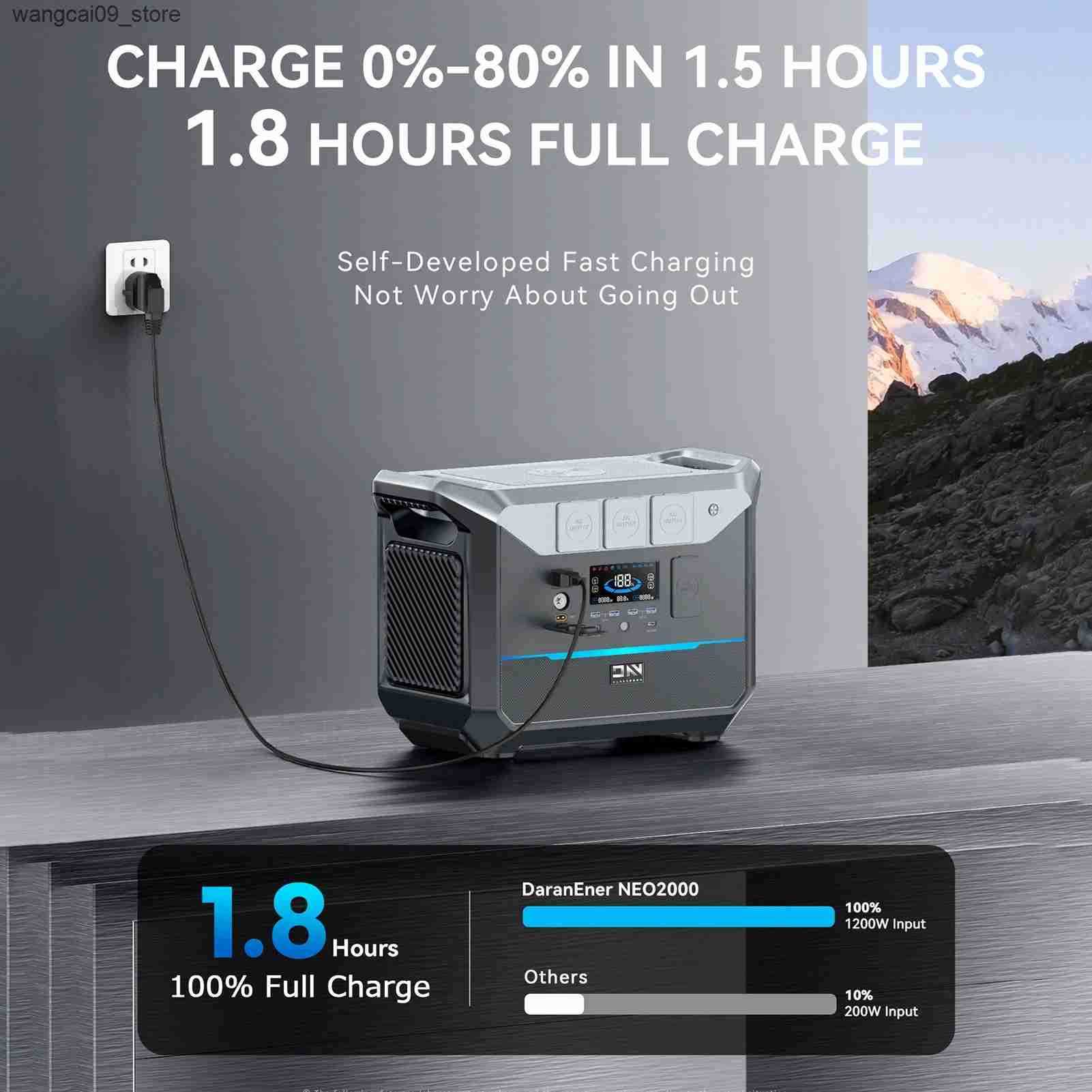 DaranEner NEO2000 Portable Power Station 2000W 2073.6Wh Capacity LiFePO4 Battery Emergency Mobile Solar Powered Generator for Ho z250530