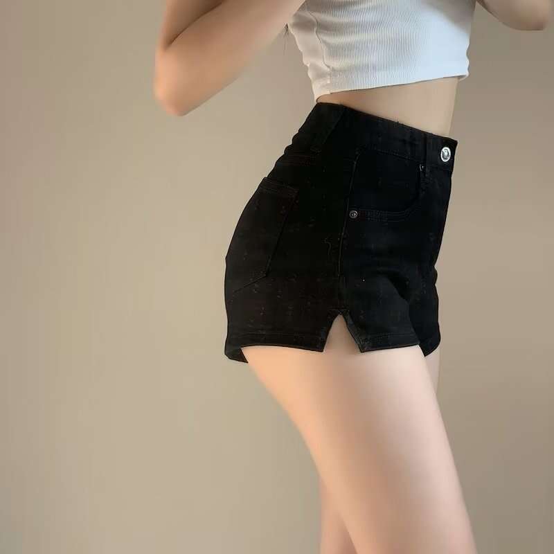 Shorts Women Denim Shorts Women S Summer Skinny Jeans Thin Hot Pants High Waist Small Split Hip Lift Shorts Trendy Ins Style Jean Shorts
