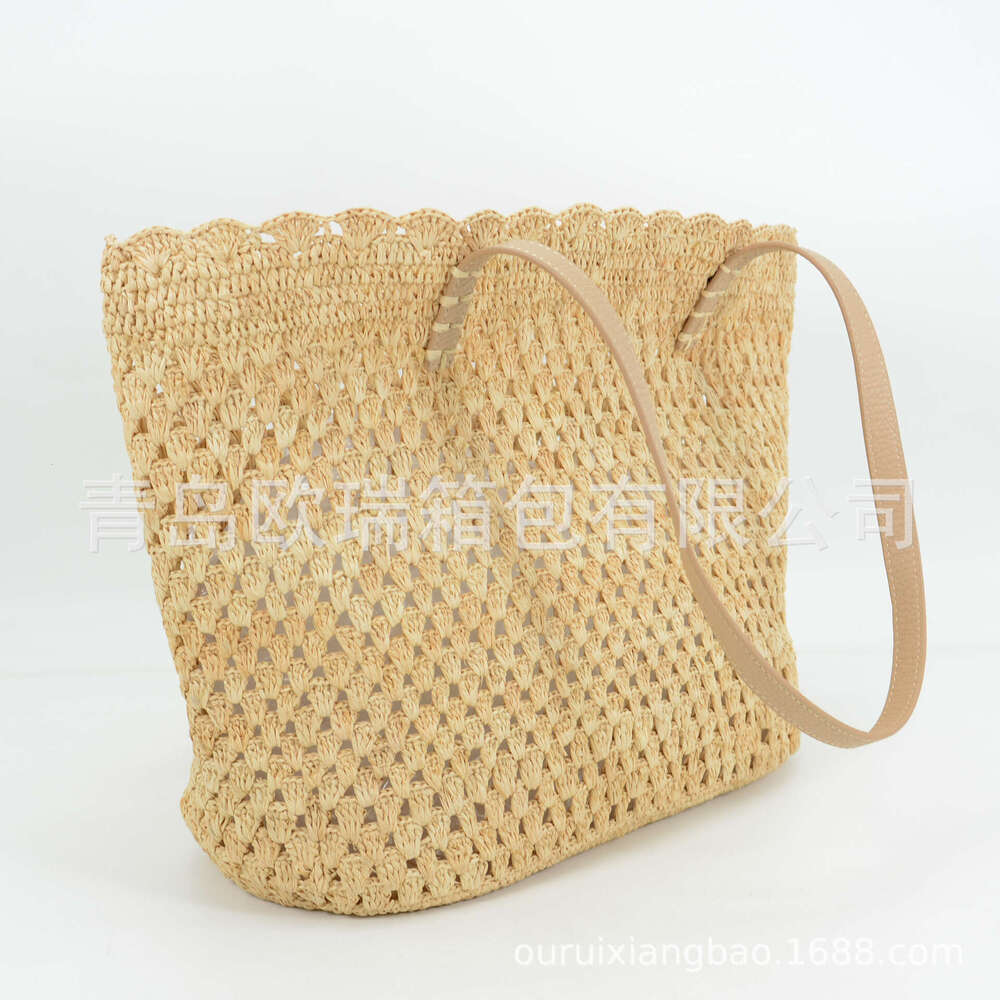 Tote Bag Leather Bag New Handheld Spring Summer Natural Raffia Handbag Vacation Beach Woven Women S Bag Shoulder Bag