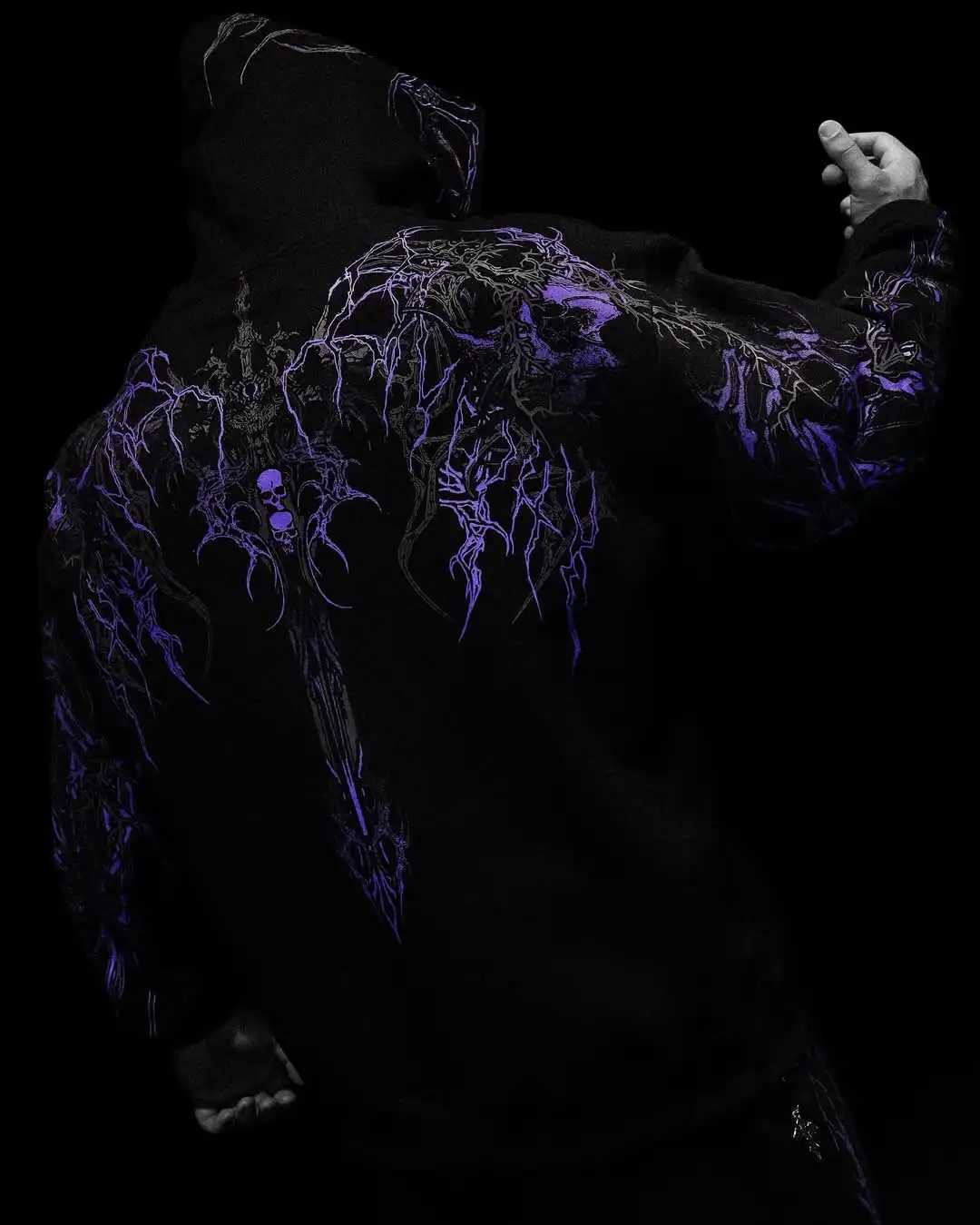 Y2K Breathedivinity Gothic Hoodie Oversized Fashion Long Sleeved Pullover Gothic Dark Textured Printed Gmy Men Sportswear Jacket W250530