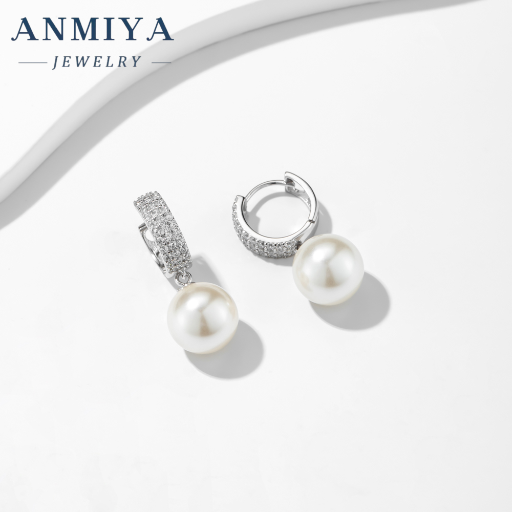 Wholesale Fashion Exquisite Jewelry Luxury Imitation Pearl Pendant With Zircon Hoop Earrings for Womens