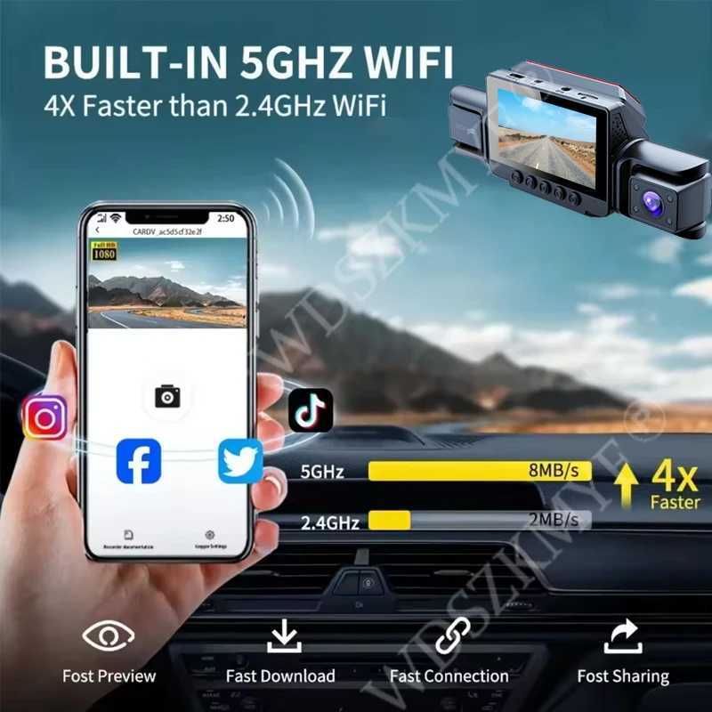 Car dvr 4*1080P Video Recorder 3/4 Lens WIFI DashCam for Car dvr Camera Black Box Night Vision 24H Parking Monitor Car Assecory R250529 PQYS
