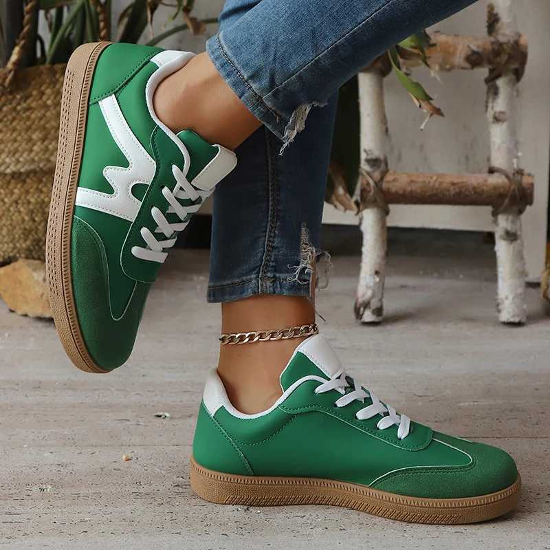 Lightweight Comfortable Sneakers for Women Fi Striped Lace Up Sports Shoes Woman Casual Breathable Green Sneakers Plus Size XJ250530