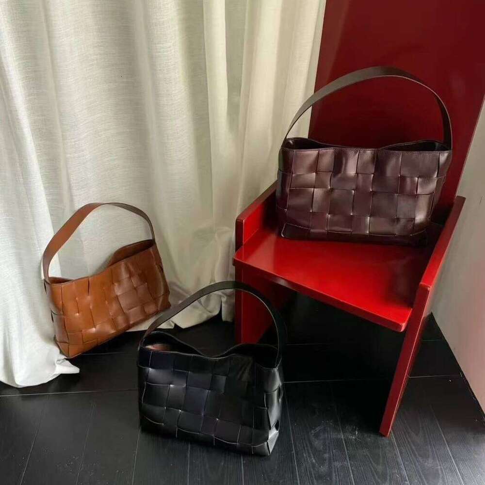 Genuine leather braided tote new top layer cowhide large capacity handbag vintage women's one-shoulder underarm bag