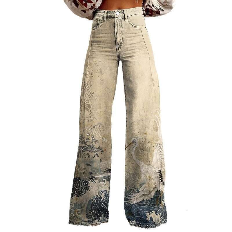 Modern fashion Shopee Casual 3D Graphic Design Slim Fit Faux Denim Jeans for Women - Spring Collection '25