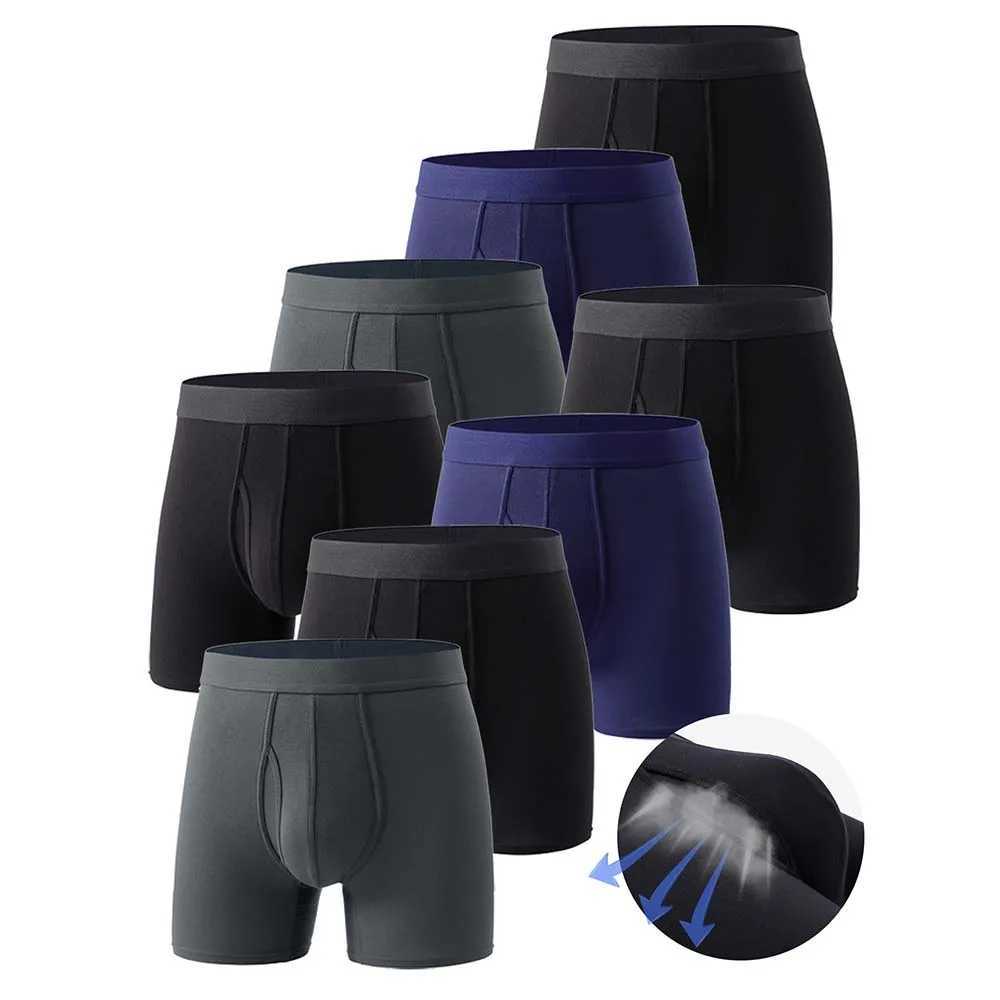 8 Pcs Bamboo Fiber Mens Underwear Soft Skin Friendly Sexy Long Boxer Briefs Moisture Transferring Sweat Transferring XS-XXLXJ250530