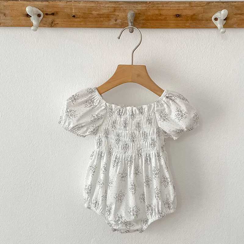 Baby Girls Rompers Newborn Kids Baby Girls Short Sleeve Sweet Flower Printing Princess Rompers Infant Baby Girls Rompers Clothes R250530