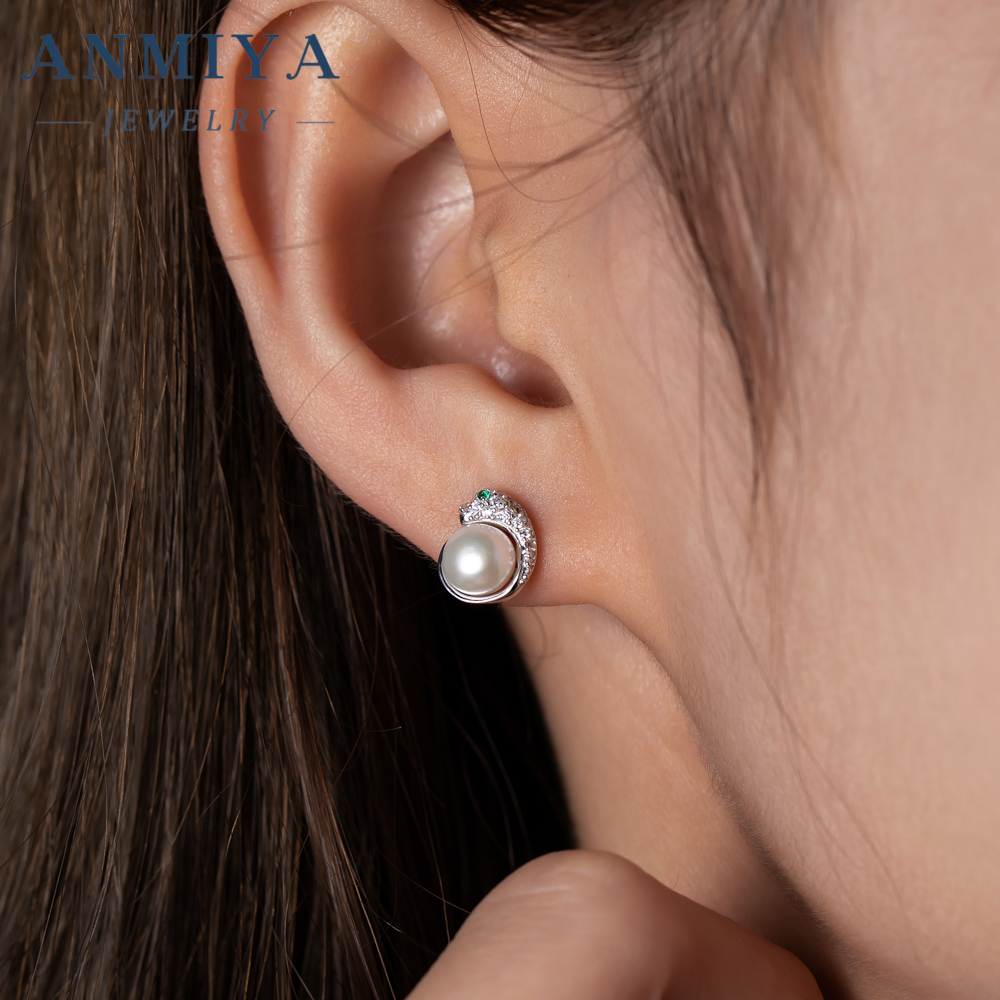 Unisex 925 Sterling Silver Ins Fashion Jewelry New Tide Unique Style Freshwater Pearl Shape Stud Earrings Leopard
