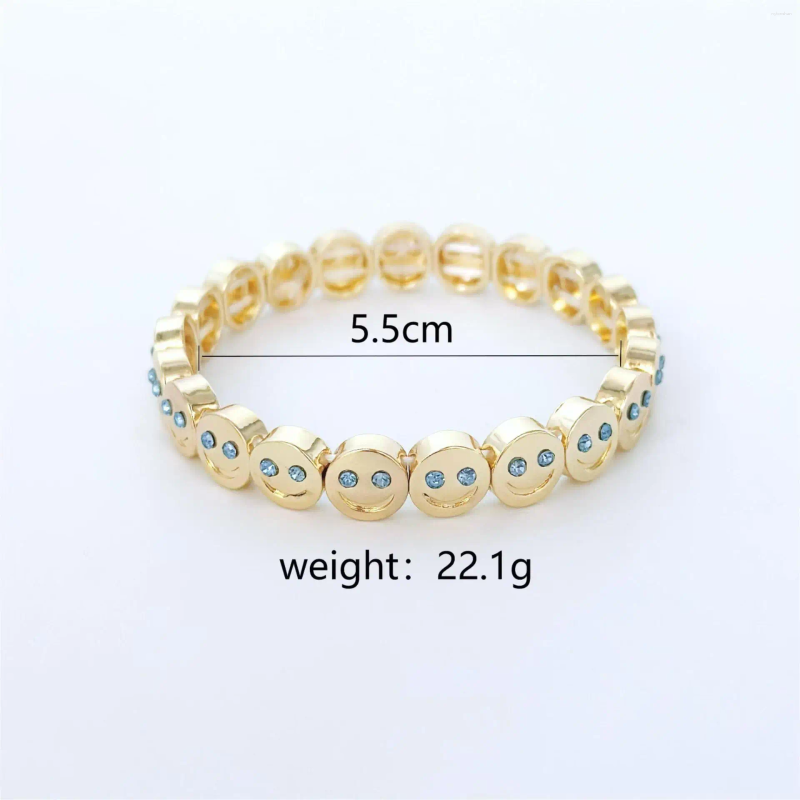 Gold Color Fashion Happy Face Girls Bracelet Cubic Zirconia Beads Golden Women Men Gifts Jewelry Access
