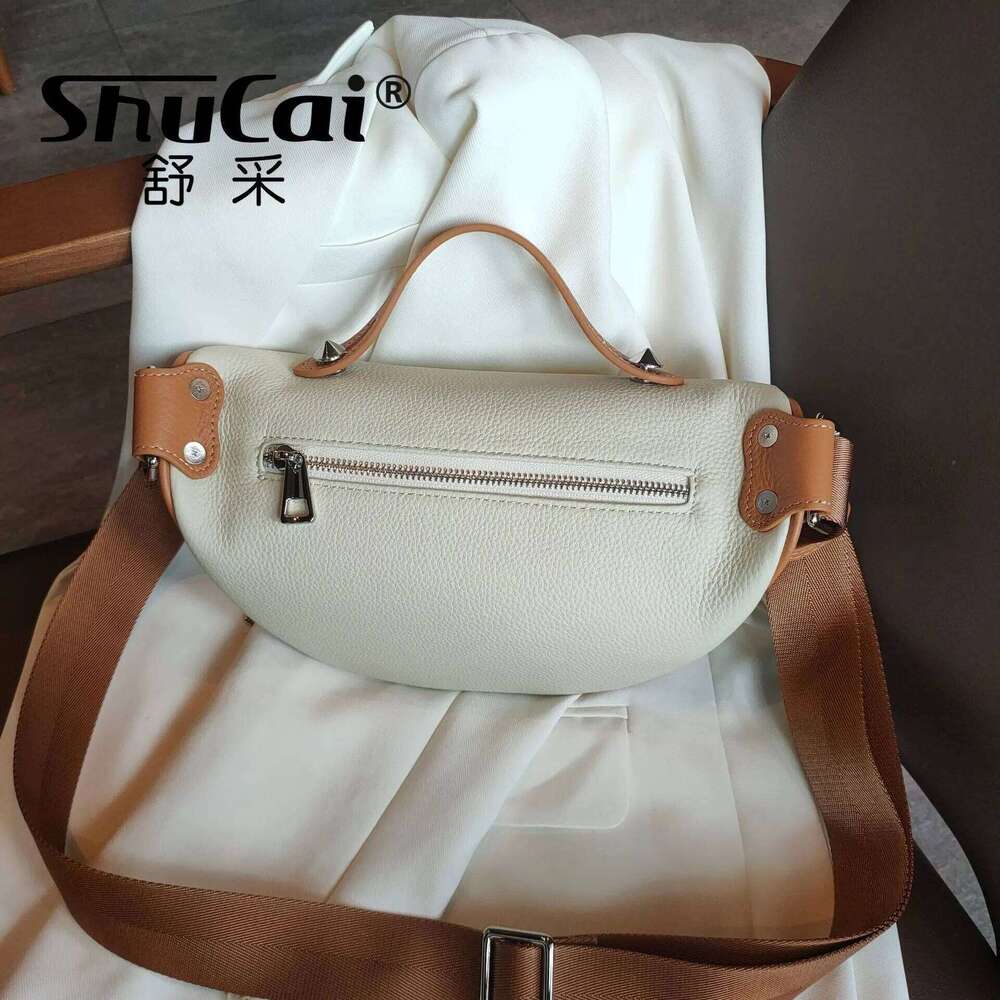 Genuine Leather Women's Chest Fanny Pack Bundi Bao Chao Large-Capacity Soft Leather Crossbody Bag