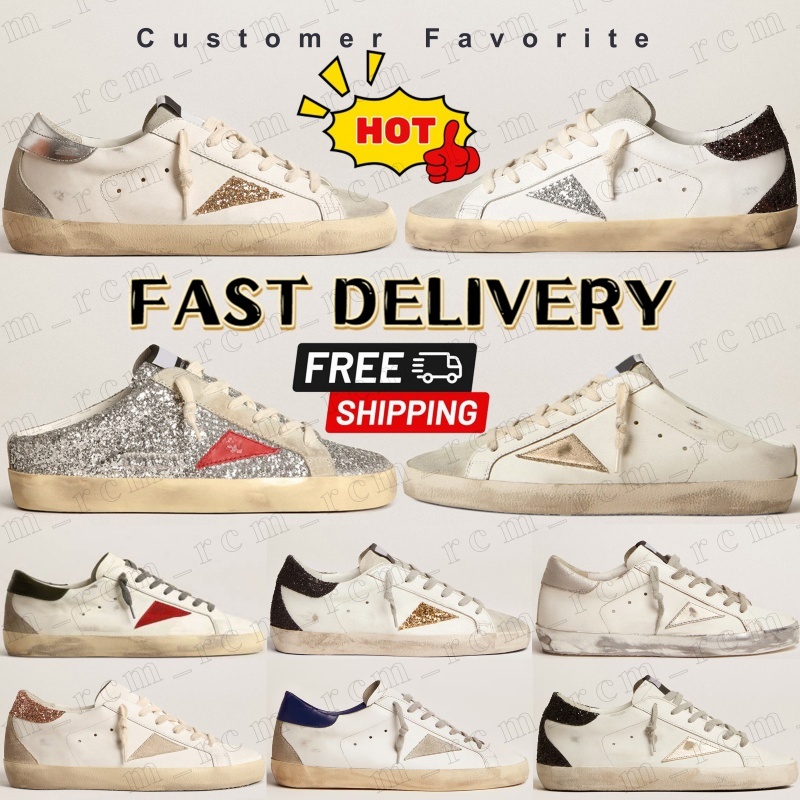 Free shipping mens designer shoes womens Classic Sneakers white Sliver Glitter black silver sequins red men casual Super star slippers women summer slides trainers