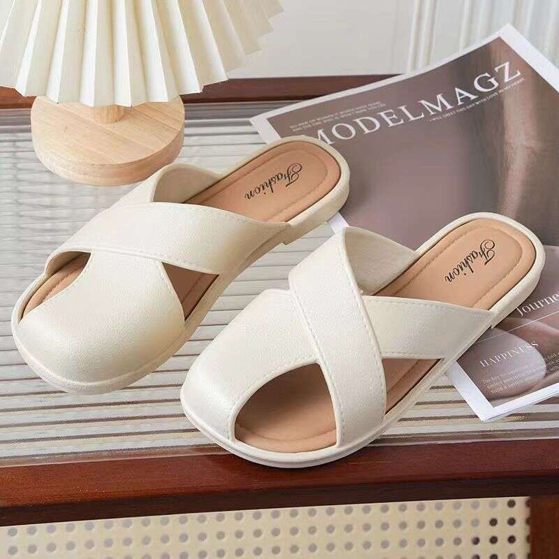 2025 Spring And Summer Outerwear New Half Baotou Women's Soft Bottom Slippers Designer Sandals Versatile Fashion Lazy Flat Cool Wholesale Free Sh