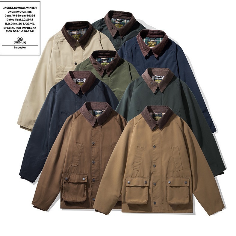Mens Y2K jacket oil-free wax hunter workwear jacket autumn casual classic lapel pocket minimalist daily jacket mens clothing 241031
