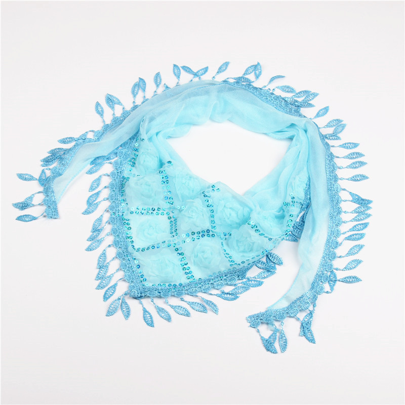 K869 2025 new Korean rose tassel triangle scarf fashionable sunscreen silk scarf creative beach towel ladies shawl