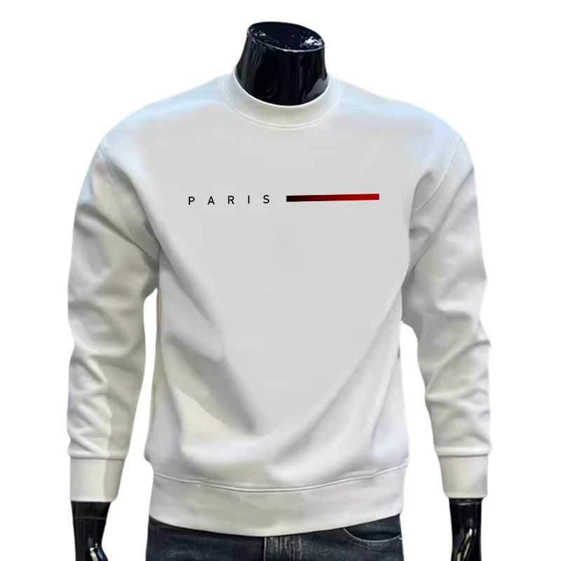 Paris Casual Fashion Mens O-Neck Hoodies High Grade Spring Autumn Warm Soft Long Sleeved T-shirts Male Home Outdoor Pullover W250530