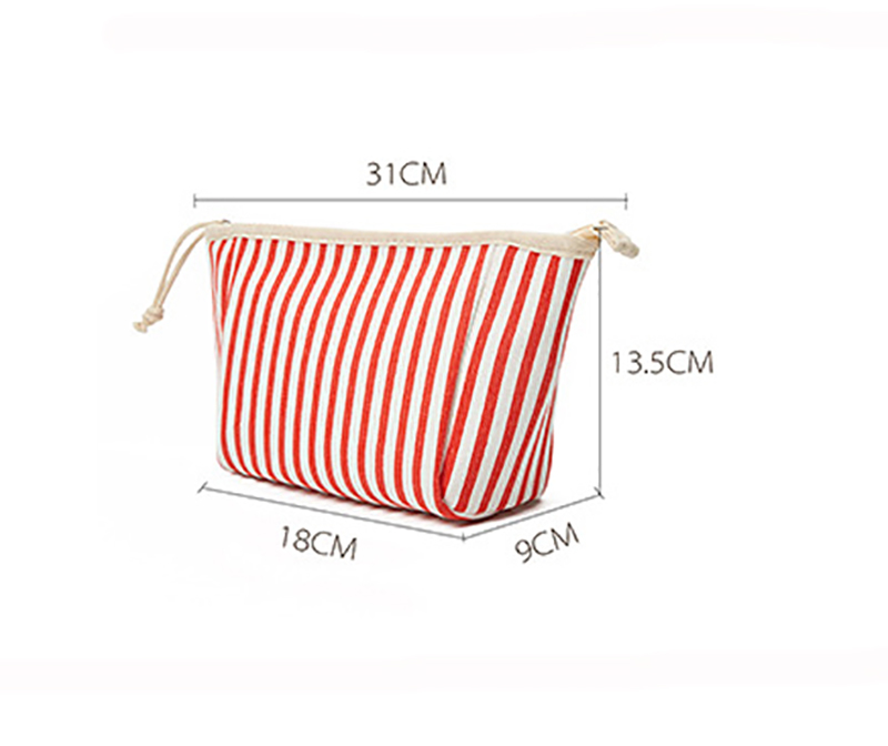 DHL50pcs Cosmetic Bags Women Canvas Red Blue Striped Printing Multifunctional Protable Travel Makeup Bag Mix Color