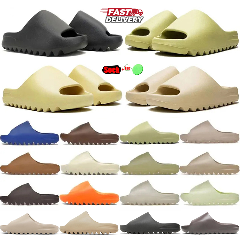 Free shipping Big Size 36-48 Designer Sandals Mens Womens Slides Blue Black White Bone Brown Slippers Slider Flat Heels Summer Outdoor Beach shoes Room Slide