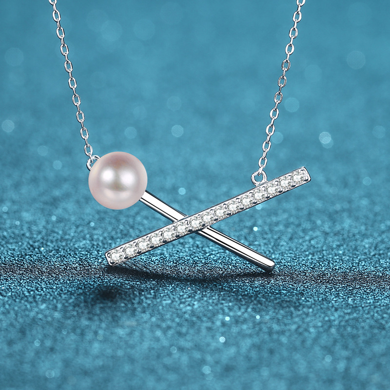Elegantly Simple Pendant Chain Jewelry Item Premium Grade Platinum Alloy Complimented by Dazzling Gemstones