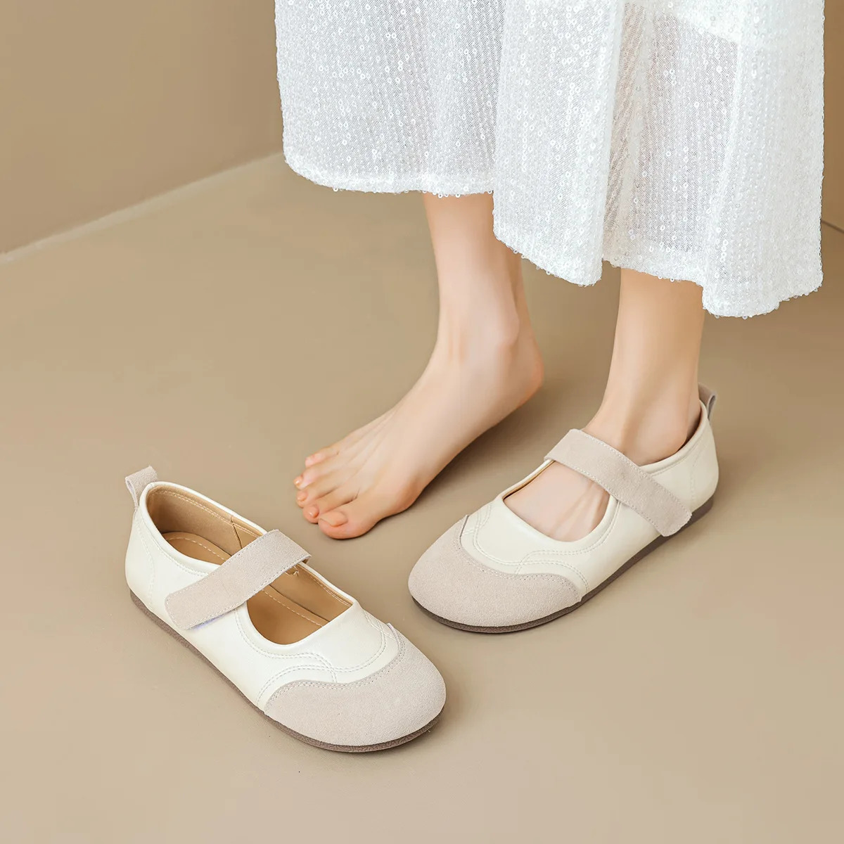 Spring Womens Flat Shoes Korean Style Mary Jane Ladies Casual Leather Flat Boat Shoes Loafers Work 41-43 250528