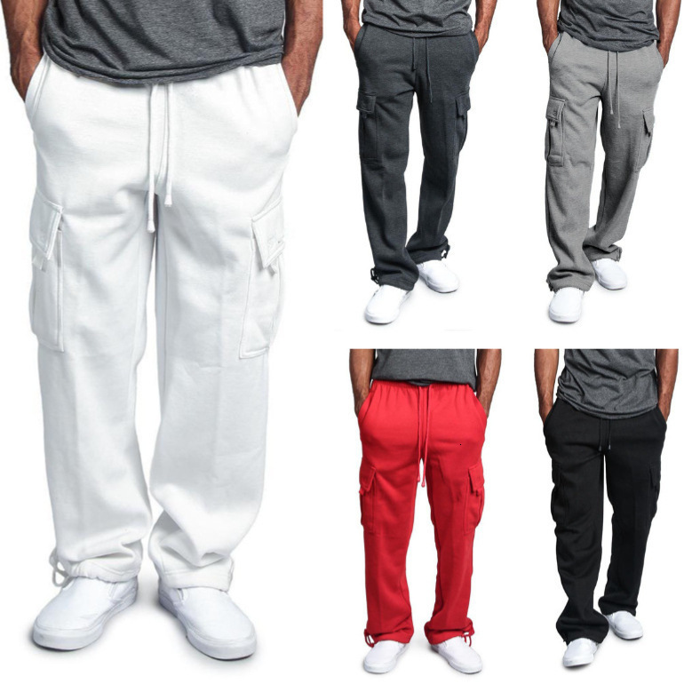 2024 New Mens Multi-Pocket Cargo Pants Design Sense Niche Loose Casual Long Pants 250327