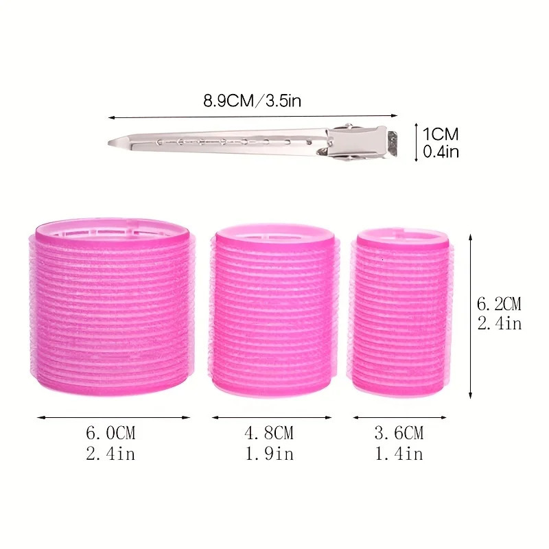 28pcs/Set Hair Roller Sets 18pcs Plastic Self Grip Hair Curlers 3 Sizes Hair Rollers 10pcs Metal Clips DIY Hairdressing Tools 250603ww