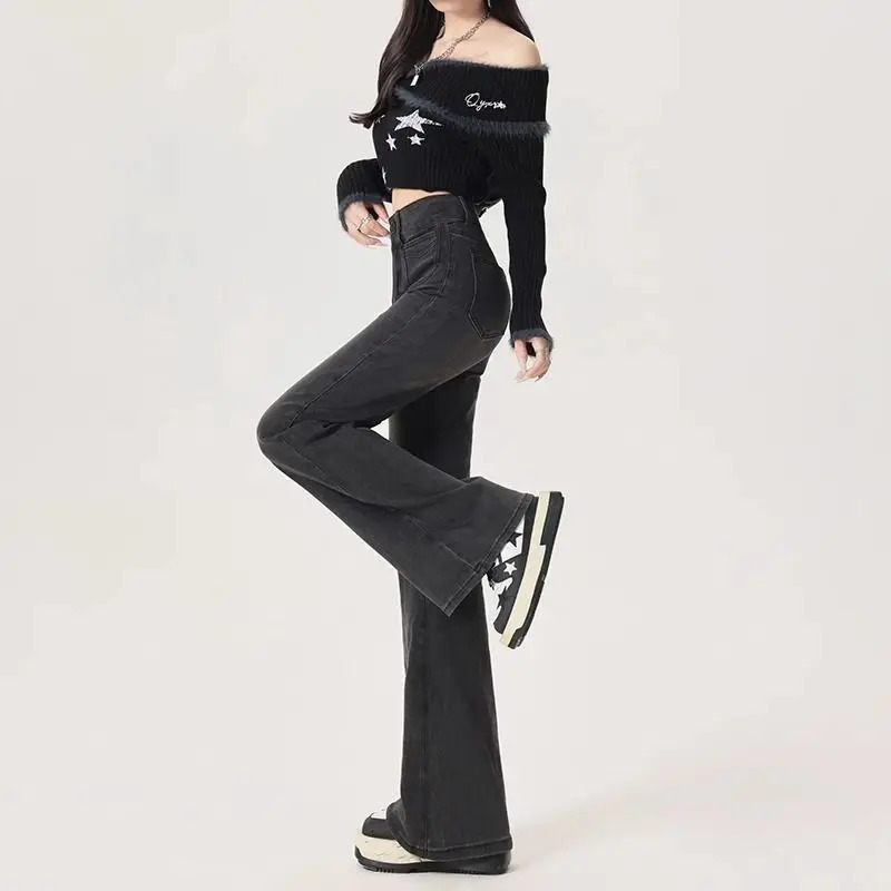 Womens Jeans Pants for Woman Jorts Baggy Y2k Coquette Shoujo Girl Style Spring Clothes Jean Clothing Flared Denim 250530