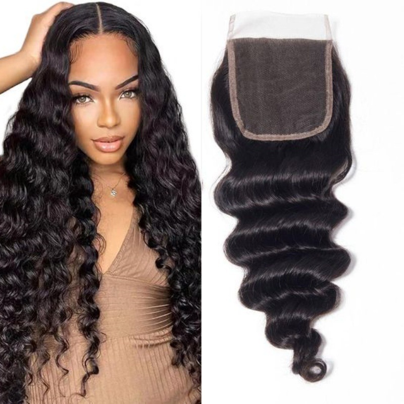 Deep 4x4 Wave Lace Hand-Woven Real Human Hair Accessories Hair Piece Xuchang