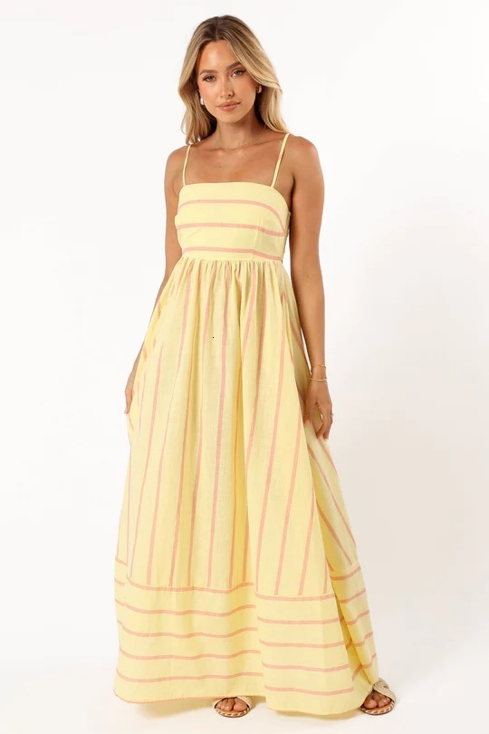 designer dress 2025 new striped sleeveless backless maxi simple dress 88111 dresses for woman