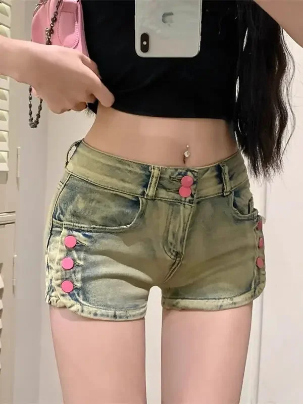 American Vintage Summer High Street Slim Fit Y2k Jeans Shorts Spice Low-waisted Sexy Denim Shorts Pantalones Cortos Mujer 250527