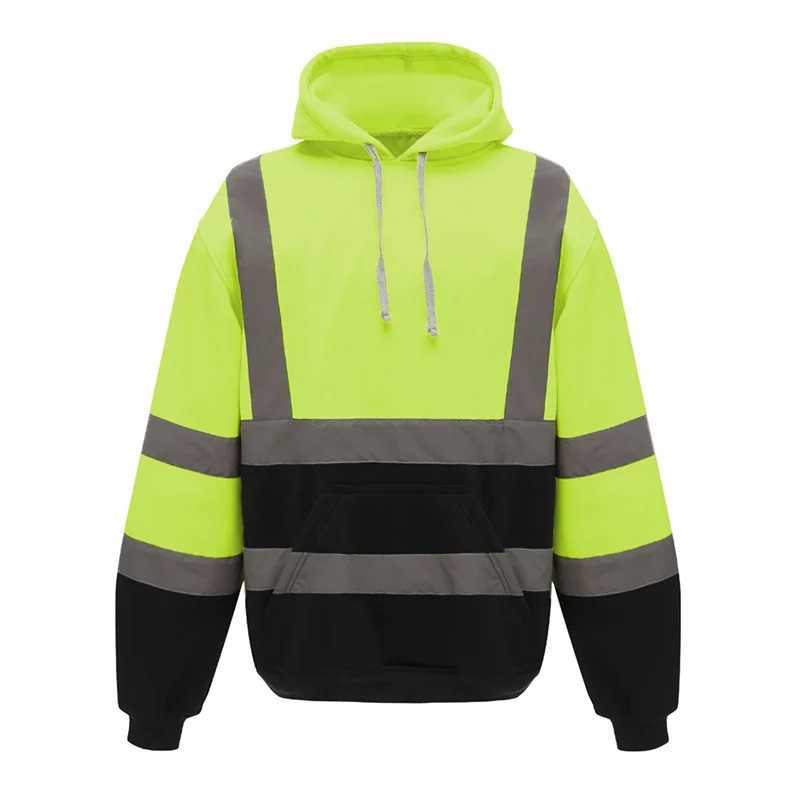 Mens Winter Reflective Hoodie Sweatshirts Long Sleeve Geometric Pattern Casual High Visibility Tops with Side Zipper W250530