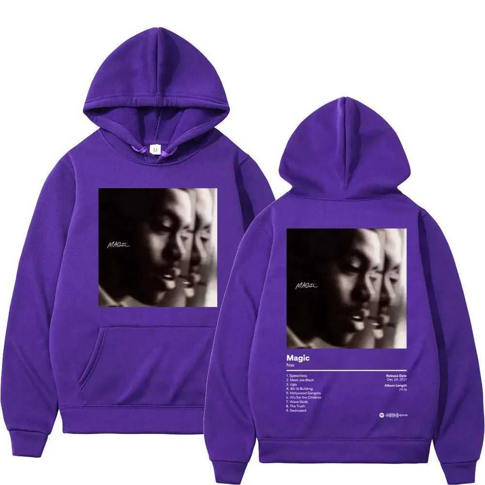 Rapper NAS Magic Album Cover Print Hoodie Mens Womens Fashion Vintage Hooded Sweatshirts Harajuku Hip Hop Oversized Pullovers W250530