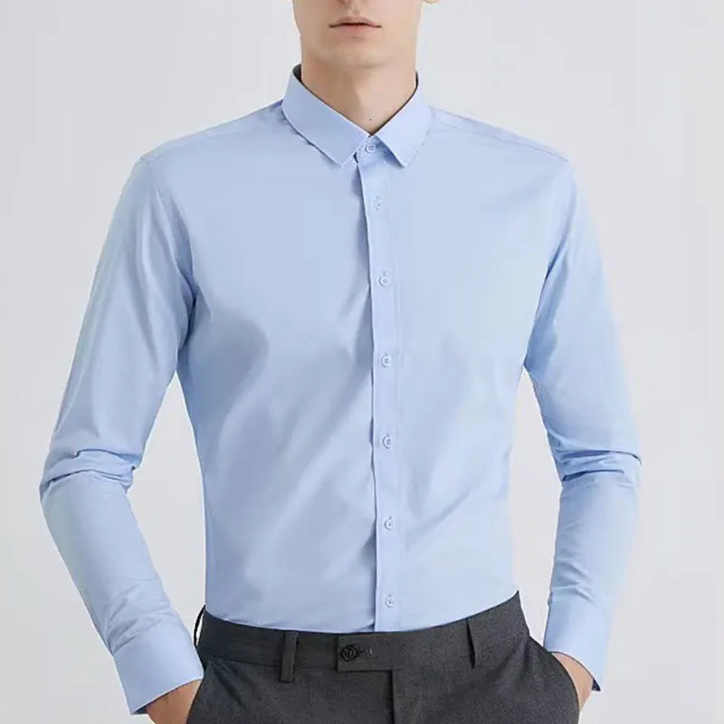 Mens dress shirt long sleeve thin spring and autumn work clothes business casual free ironing breathable slim fashion 250527