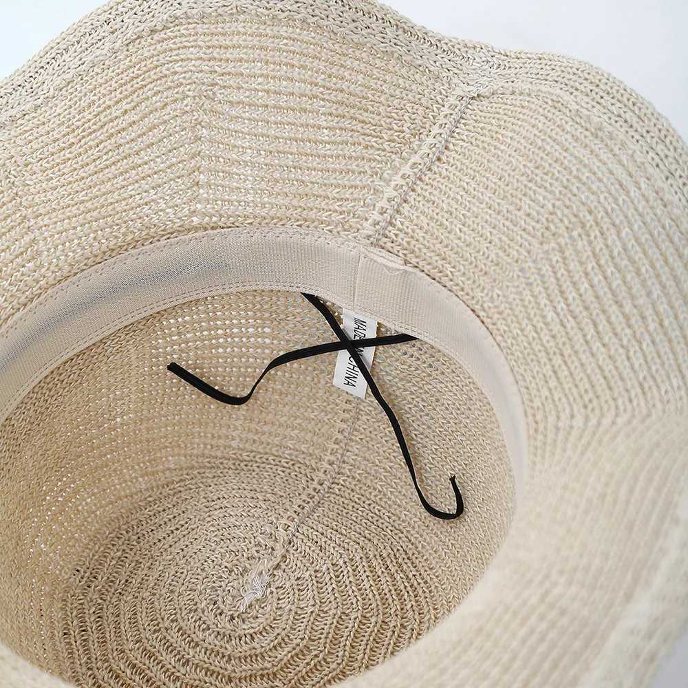 Womens Foldable Fisherman Sun Hat Breathable Sun Protection Wide Brim with Bow Ribbon Fashion Summer Beach Travel Korean Style Z250530