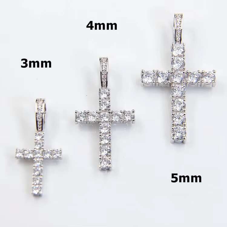 Pass Diamond Test Moissanite Jewelry Iced Out S925 Silver 2mm/3mm/4mm/5mm D VVS Diamond Moissanite Cross Pendant for Men Women