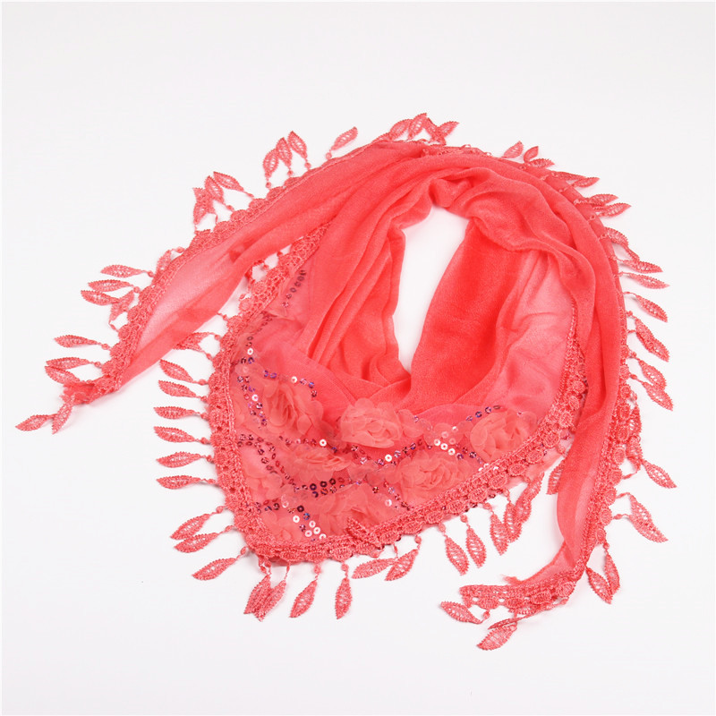 K869 2025 new Korean rose tassel triangle scarf fashionable sunscreen silk scarf creative beach towel ladies shawl