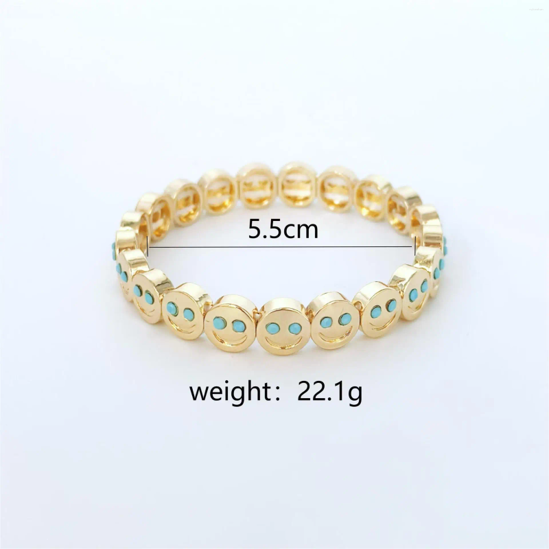 Gold Color Fashion Happy Face Girls Bracelet Cubic Zirconia Beads Golden Women Men Gifts Jewelry Access