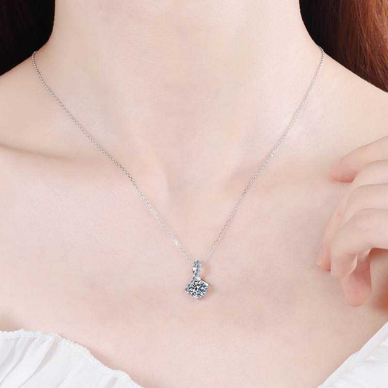 925 Sterling Silver Pendant Necklace for Women PT950 Gold Plated Minimalist Fashion Jewelry Elegant Daily Wear Gift