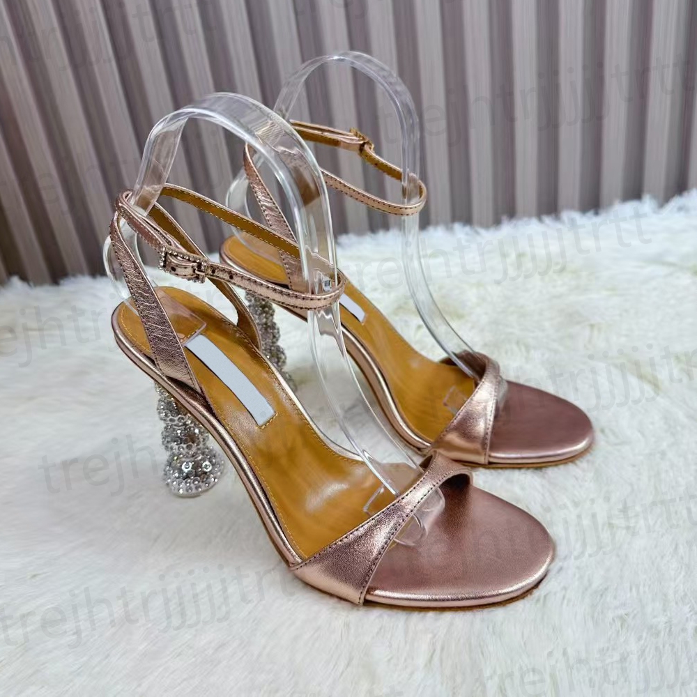 New style alien heel buckle strap sexy sandals for women rhinestone round toe open toe oversized high heels sandals luxury designer sandals