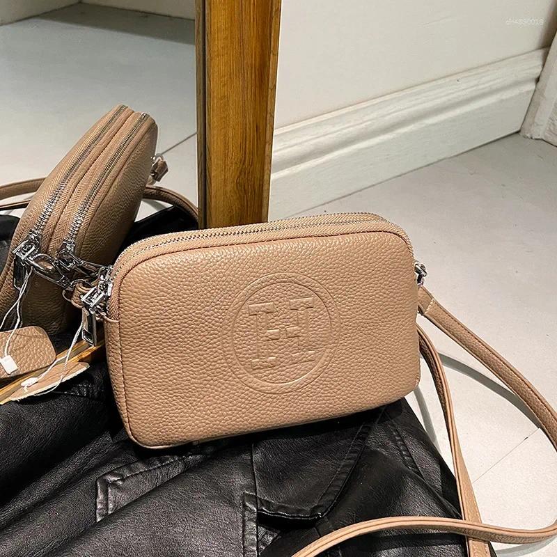 Evening Bags 2025 First Layer Cowhide Single Shoulder Crossbody Bag Female Fashion Multi-function Camera Small Square