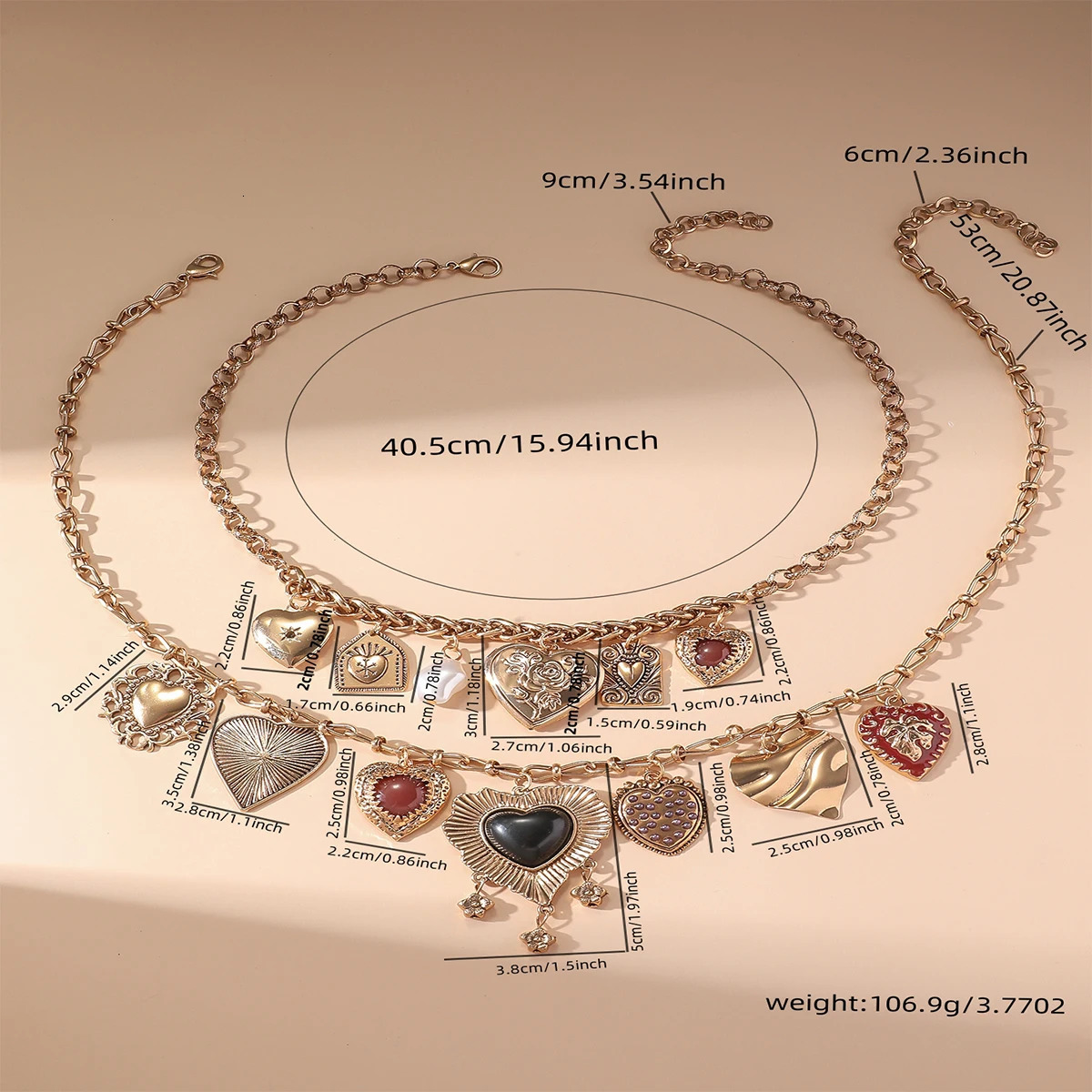 Fashion Punk Metal Heart Pendant Necklaces for Women Vintage Double Layered Choker Chain y Party Jewelry Gifts 250530