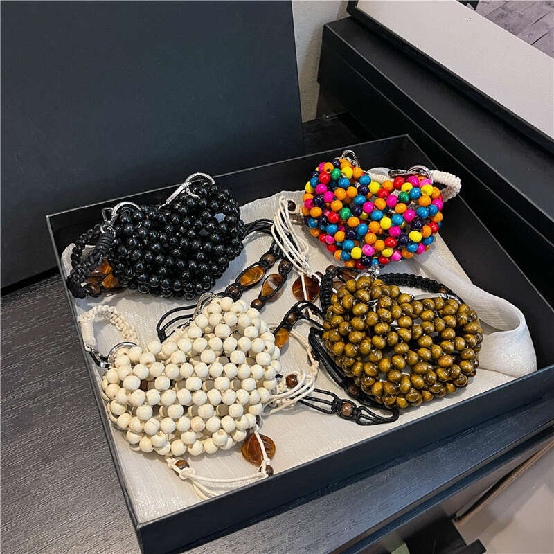 Summer Woven Small 2025 New Forest Style Sweet Girl Fashion Hollow Color Bead Single Shoulder Crossbody Heart Bag