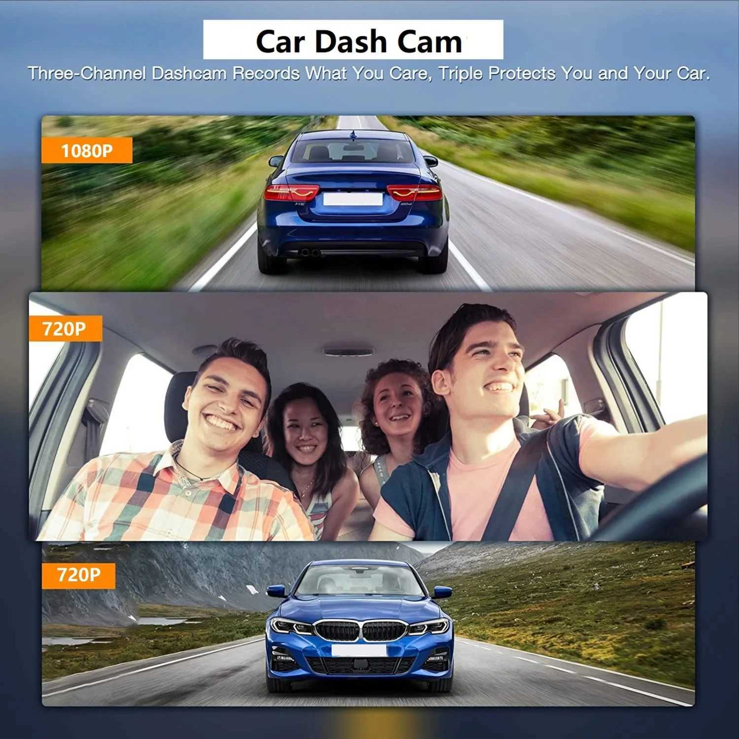 Car dvr Dash Cam Car dvr 1080P Dashcam for car surveillance camera Automobiles 3 Lens Front Rear Interior Vehicle Video Drive Recorder R250529
